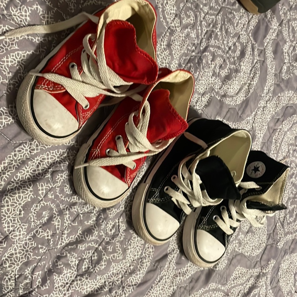 Bundle of 2 pair - Converse all star high tops-toddler boy size 8-both like new!